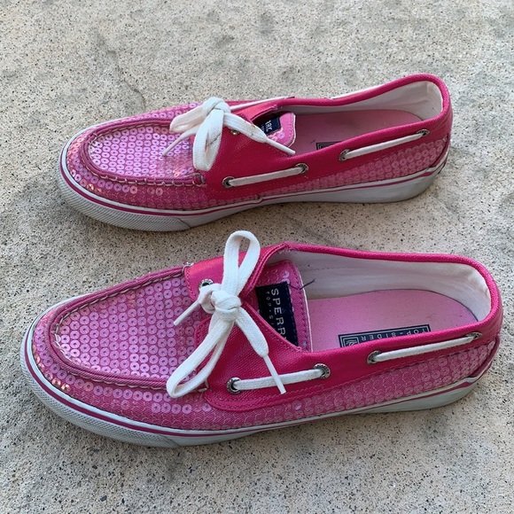 💚Sperry Top-Sider Bahama Pink Sequin Boat Shoe Sz 7 - Picture 3 of 10